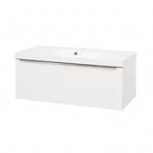 Mailo, koupelnová skříňka s umyvadlem z litého mramoru, 1010x415x476 mm, bílá lesk CN517M
