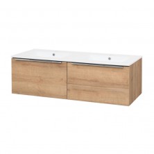 Mailo, koupelnová skříňka s keramickým umyvadlem, 1210x385x476 mm, dub Riviera CN528