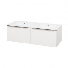 Mailo, koupelnová skříňka s keramickým umyvadlem, 1210x385x476 mm, spodní, bílá lesk CN518