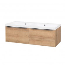 Mailo, koupelnová skříňka s umyvadlem z litého mramoru, 1210x750x476 mm,dub Riviera CN523M
