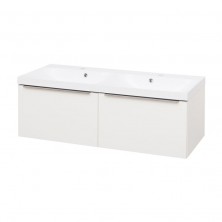 Mailo, koupelnová skříňka s umyvadlem z litého mramoru, 1210x750x476 mm, bílá lesk CN513M