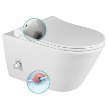 AVVA CLEANWASH závěsná WC mísa, Rimless, baterie a bidet. sprška, 35,5x53, bílá 100315