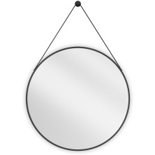 Kulaté koupelnové zrcadlo Mexen String 70 cm, černý rám - 9854-070-070-000-70