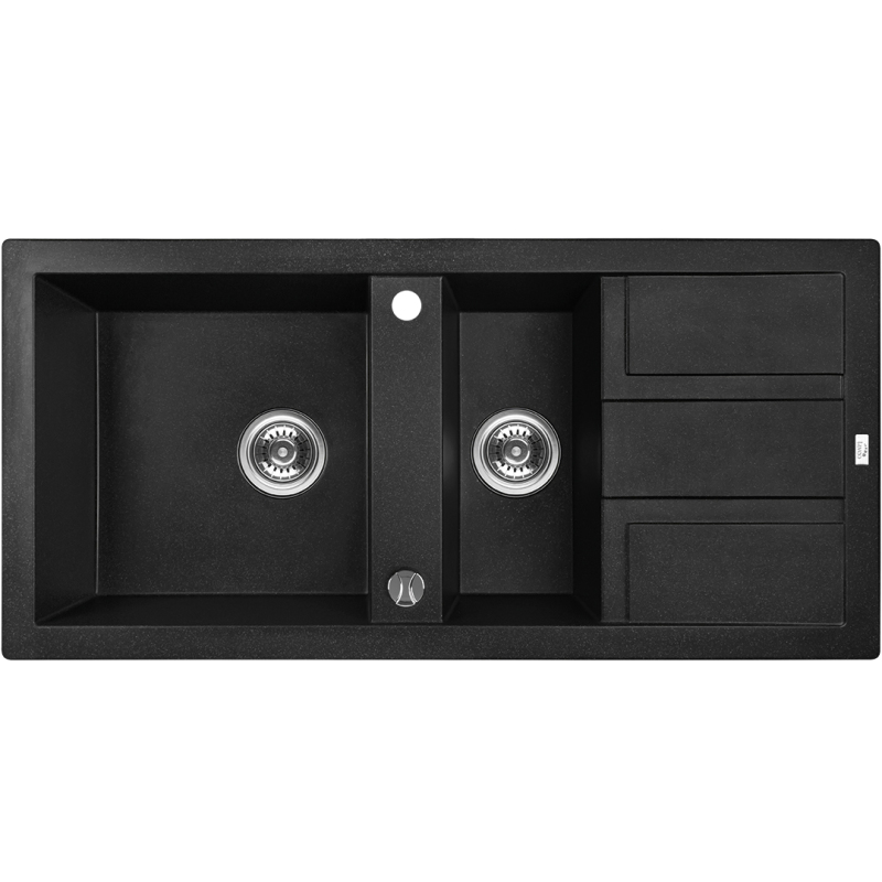 Laveo BARBADOS SBB_731T Jednodřez s vaničkou, granit černá