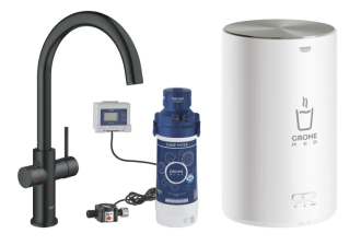 Dřezová baterie Grohe Red Duo s výpustí velvet black 30083KS1