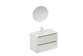 Koupelnová sestava s umyvadlem včetně umyvadlové baterie, vtoku a sifonu Naturel Stilla bílá lesk KSETSTILLA023