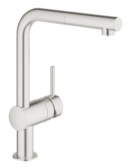 Dřezová baterie Grohe Minta s vytahovací sprškou supersteel 32168DC0