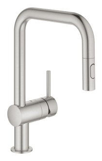Dřezová baterie Grohe Minta s vytahovací sprškou, 2 proudy supersteel 32322DC2