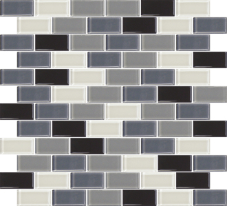 Skleněná mozaika Premium Mosaic šedá 31x33 cm lesk MOS5025MIX1