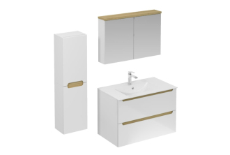 Koupelnová sestava s umyvadlem včetně umyvadlové baterie, vtoku a sifonu Naturel Stilla bílá lesk KSETSTILLA004