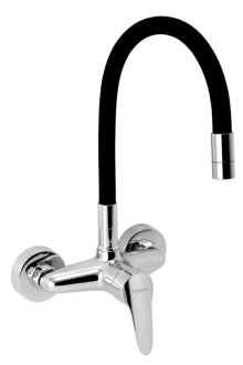 Dřezová baterie Novaservis Titania Iris New se silikonovým ramínkem 150 mm černá-chrom 94480,0C