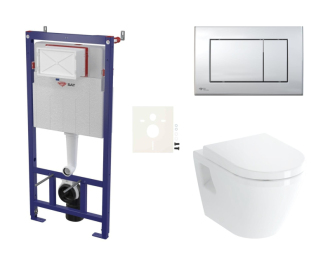 Cenově zvýhodněný závěsný WC set SAT do lehkých stěn / předstěnová montáž+ WC Vitra Integra SIKOSSINTSC21K