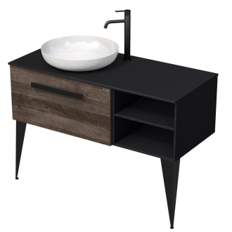LUXE um.skř.s desk 110cm č.bři/dř.lesk L LUXE110LCDLBU