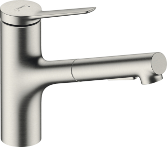 Dřezová baterie Hansgrohe Zesis M33 s vytahovací sprškou, 2 proudy nerez 74821800
