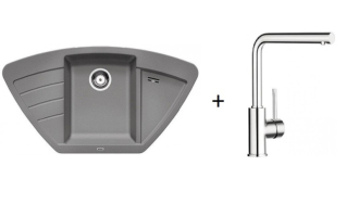Set dřezu a baterie Blanco ZIA 9E aluminium + MIDA aluminiu SET12MILAAL