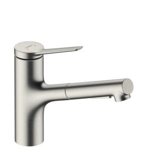 Dřezová baterie Hansgrohe Zesis s vytahovací sprškou, 2 proudy nerez 74800800