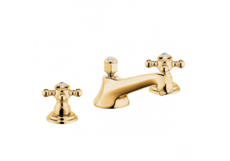 KLUDI 1926 Umyvadlová 3-otvorová baterie s výpustí, pozlacená 510464520