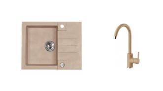 Set dřezu a baterie Alveus Rock 30 + Tonia / 55 beige SETA052