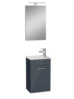 Koupelnová sestava s umyvadlem zrcadlem a osvětlením Vitra Mia 39x61x28 cm antracit lesk MIASET40A