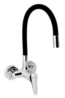 Dřezová baterie Novaservis Titania Iris New se silikonovým ramínkem 100 mm černá-chrom 94484,0C