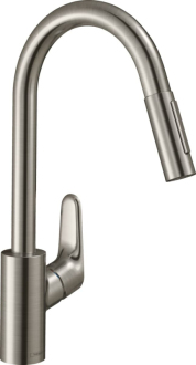 Dřezová baterie Hansgrohe Focus M41 s vytahovací sprškou, 2 proudy vzhled nerezu 31815800