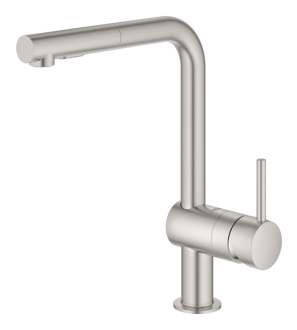 Dřezová baterie Grohe Minta s vytahovací sprškou supersteel 30274DC0