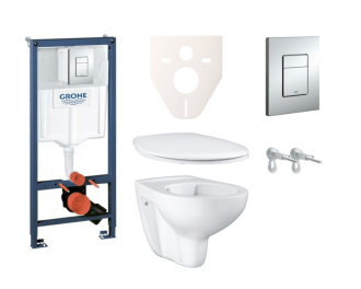 Cenově zvýhodněný závěsný WC set Grohe do lehkých stěn / předstěnová montáž+ WC Grohe Bau Ceramic SIKOGRS3G0