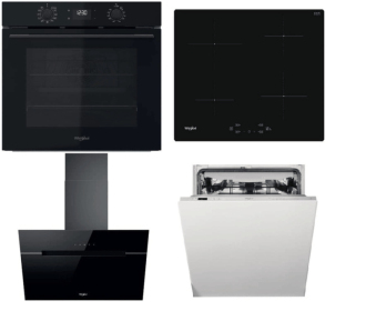 Akční set spotřebičů Whirlpool trouba OMK58CU1SB + indukční deska WSQ7360NE +  digestoř WHVP62FLTSK + myčka  WIC3C26F