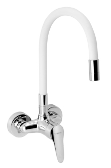 Dřezová baterie Novaservis Titania Iris New se silikonovým ramínkem 100 mm bílá-chrom 94484,0B