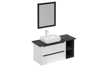 Koupelnová sestava s umyvadlem včetně umyvadlové baterie, vtoku a sifonu Naturel Stilla bílá lesk KSETSTILLA002