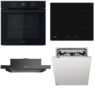 Akční set spotřebičů Whirlpool trouba OMK58CU1SB + indukční deska WSQ7360NE + myčka  WIC3C26F + digestoř AKR7491NB