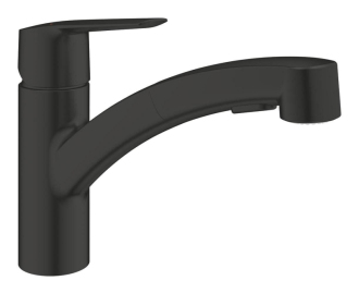 Dřezová baterie Grohe Start s vytahovací sprškou, 2 proudy černá matná 305312431