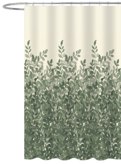 Sprchový závěs 180x200cm, polyester, zelené listy ZP012