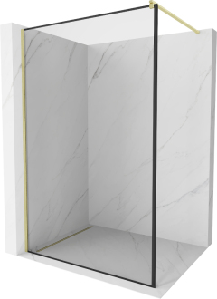 Mexen Kioto Walk-in sprchová stěna 130x200, černý vzor, broušené zlato 800-130-101-55-70