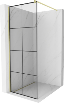 Mexen Kioto Walk-in sprchová stěna 70x200, černý vzor, broušené zlato 800-070-101-55-77