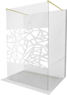 Mexen Kyoto volně stojící sprchová stěna 120 x 200 cm, bílý vzor 8 mm, broušené zlato - 800-120-002-55-85