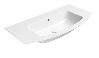 PURA keramické umyvadlo Slim oblé 102x52cm, bez otvoru, bílá ExtraGlaze 8825011