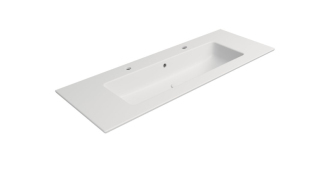 PURA keramické umyvadlo Slim 122x46cm, 2 otvory, bílá mat 8887209