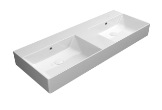 KUBE X keramické dvojumyvadlo 120x47cm, broušená spodní hrana, bez otvoru, bílá 94259011