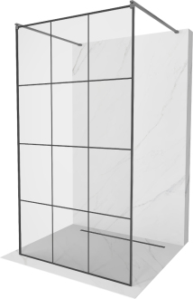 Mexen Kyoto volně stojící sprchová stěna 100 x 200 cm, černý vzor 8 mm, pistolová šedá kartáčovaná - 800-100-002-66-77