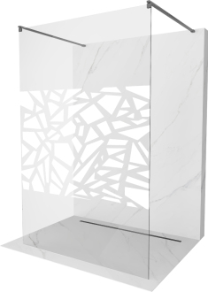 Mexen Kyoto volně stojící sprchová stěna 110 x 200 cm, bílý vzor 8 mm, pistolová šedá kartáčovaná - 800-110-002-66-85