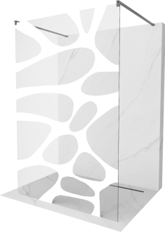Mexen Kyoto volně stojící sprchová stěna 140 x 200 cm, bílý vzor 8 mm, pistolová šedá kartáčovaná - 800-140-002-66-97