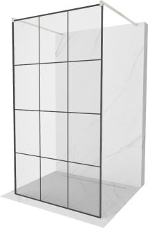 Mexen Kyoto volně stojící sprchová stěna 100 x 200 cm, černý vzor 8 mm, kartáčovaný nikl - 800-100-002-97-77