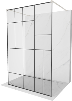 Mexen Kyoto volně stojící sprchová stěna 130 x 200 cm, černý vzor 8 mm, kartáčovaný nikl - 800-130-002-97-78