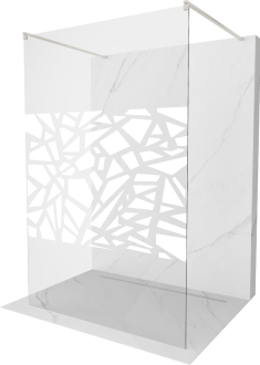 Mexen Kyoto volně stojící sprchová stěna 140 x 200 cm, bílý vzor 8 mm, kartáčovaný nikl - 800-140-002-97-85