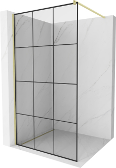 Mexen Kioto Walk-in sprchová stěna 100x200, černý vzor, broušené zlato 800-100-101-55-77