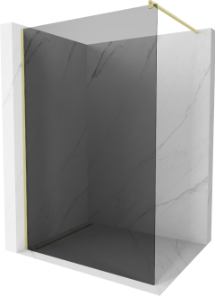Mexen Kioto Walk-in sprchová stěna 130x200 cm, grafit 8, broušené zlato 800-130-101-55-40