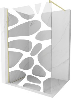 Mexen Kioto Walk-in sprchová stěna 70x200, bílý vzor, broušené zlato 800-070-101-55-97