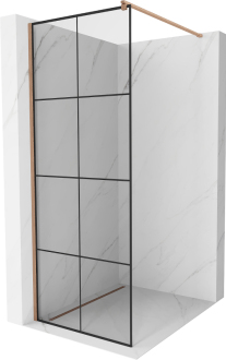 Mexen Kioto Walk-in sprchová stěna 80x200, černý vzor, kartáč. měď 800-080-101-65-77