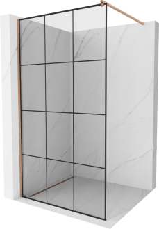 Mexen Kioto Walk-in sprchová stěna 120x200, černý vzor, kartáč. měď 800-120-101-65-77